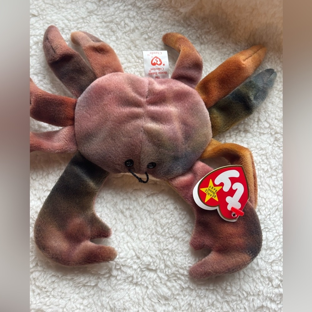 Ty Beanie Babies “Claude” Multicolor Plush Crab Toy. Retired